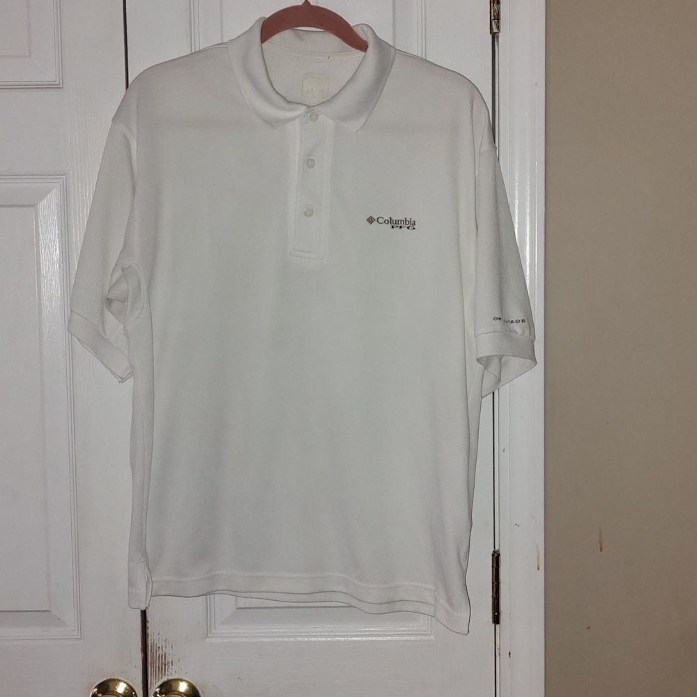 Columbia white PFG omni shade  polo shirt Sz S